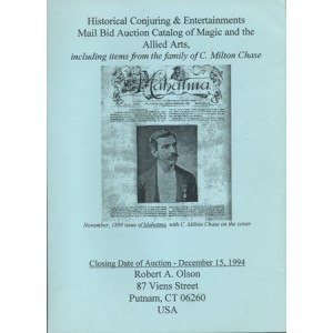 HISTORICAL CONJURING & ENTERTAINMENTS MAIL BID AUCTION CATALOG OF MAGIC AND THE ALLIED ARTS